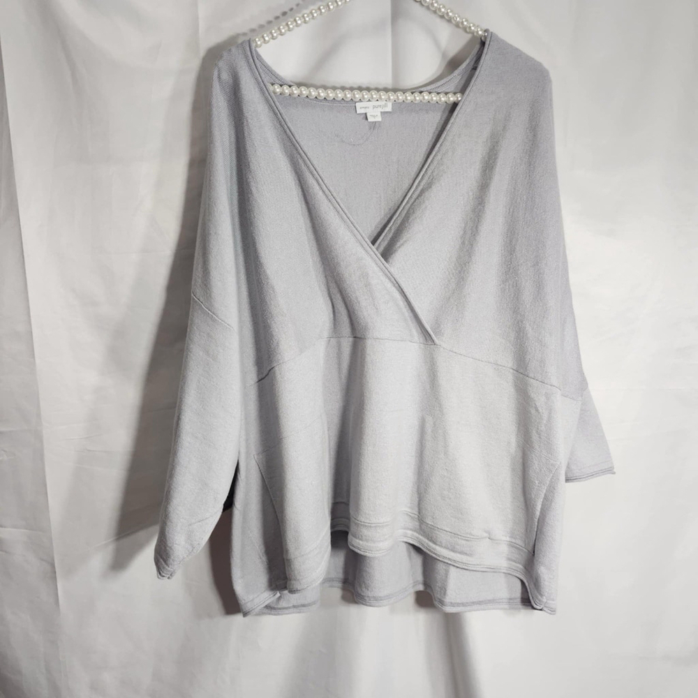 Pure J. Jill Women’s Kimono 3/4 Sleeve Boxy Relaxed Wrap Top S Casual Gray